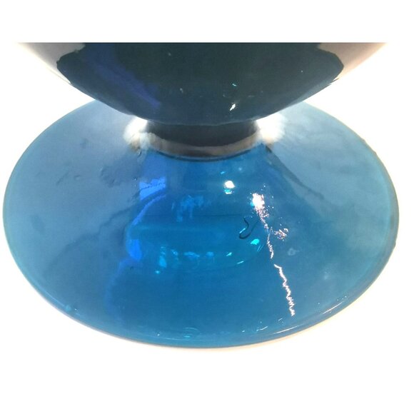 Blue Art Glass Piece Mid-Century Empoli Italian Turquoise Hand Blown, Hand Made - Picture 10 of 11